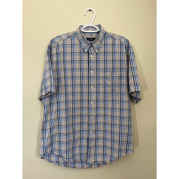 Cotton Traders Mens Medium Short Sleeve Button Up Causal Shirt Striped - Picture 1 of 6